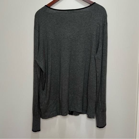 CHIC by Jacob Grey Button Up Scoop Neck Cardigan Sweater Size XL - Picture 7 of 7